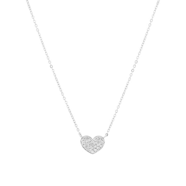 Dije corazón de oro blanco con diamantes