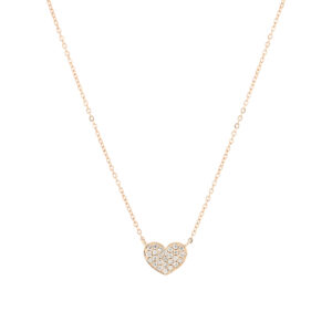 Dije corazón de oro rosa con diamantes
