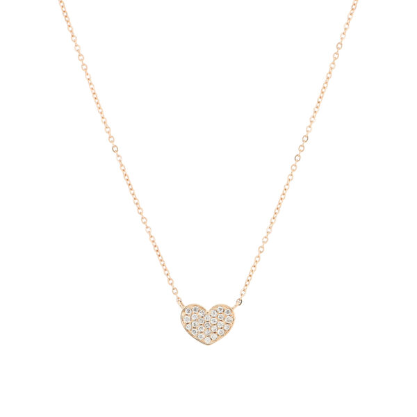 Dije corazón de oro rosa con diamantes