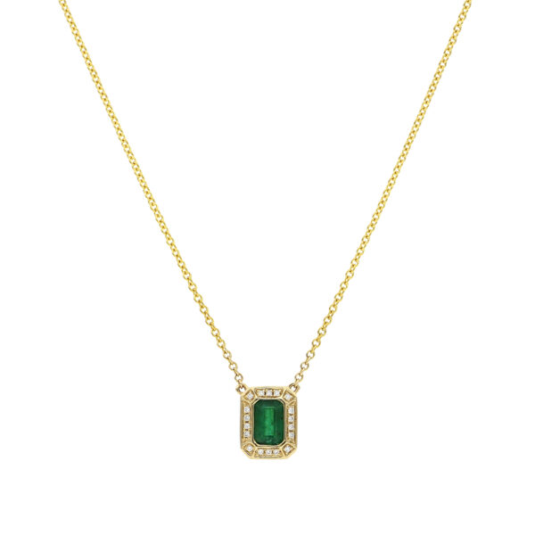 Dije de oro con esmeralda y diamantes