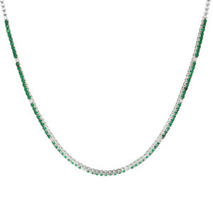 Gargantilla de oro blanco con esmeraldas y diamantes