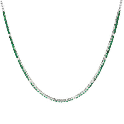 Gargantilla de oro blanco con esmeraldas y diamantes