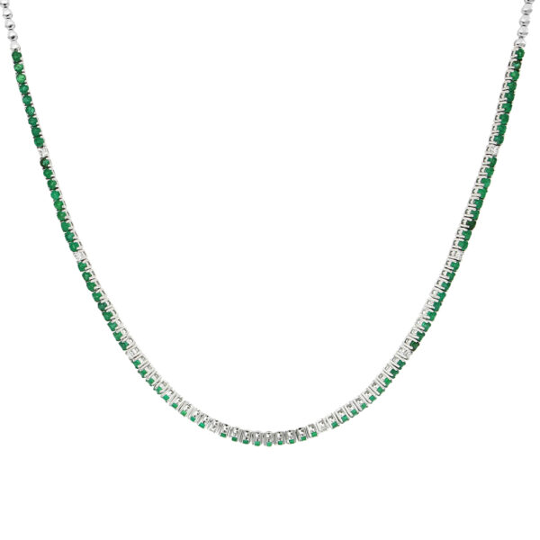 Gargantilla de oro blanco con esmeraldas y diamantes