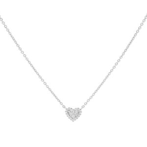 Dije corazón de oro blanco con diamantes