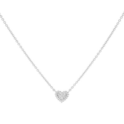 Dije corazón de oro blanco con diamantes