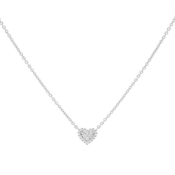 Dije corazón de oro blanco con diamantes