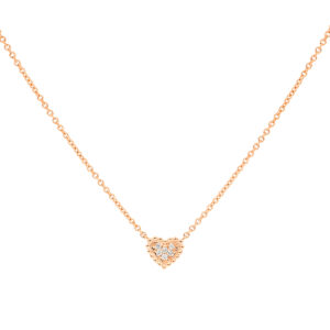 Dije corazón de oro rosa con diamantes