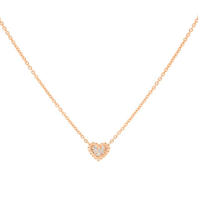 Dije corazón de oro rosa con diamantes