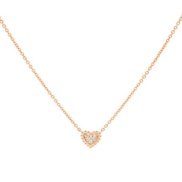 Dije corazón de oro rosa con diamantes