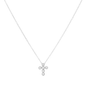 Dije cruz de oro blanco con diamantes