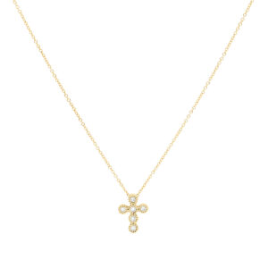 Dije cruz de oro con diamantes