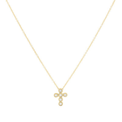 Dije cruz de oro con diamantes