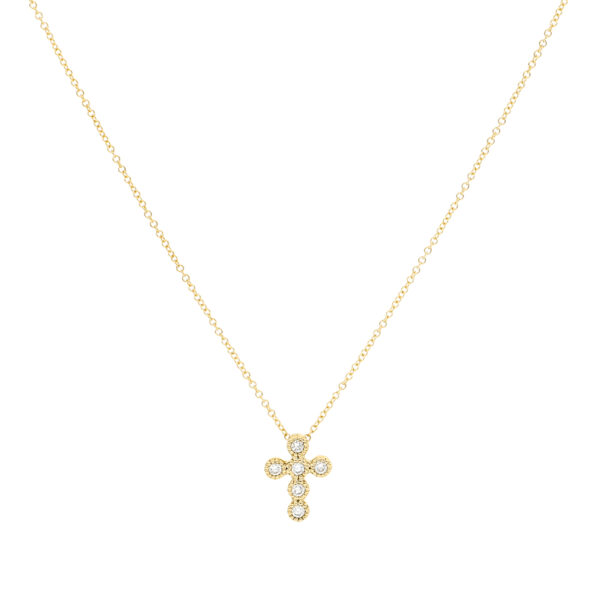 Dije cruz de oro con diamantes