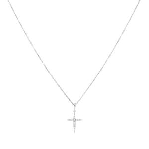 Dije cruz de oro blanco con diamantes