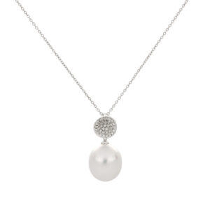 Gargantilla de oro con perla y diamantes