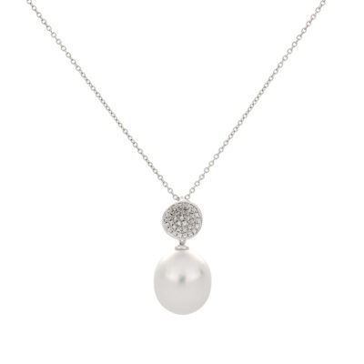 Gargantilla de oro con perla y diamantes