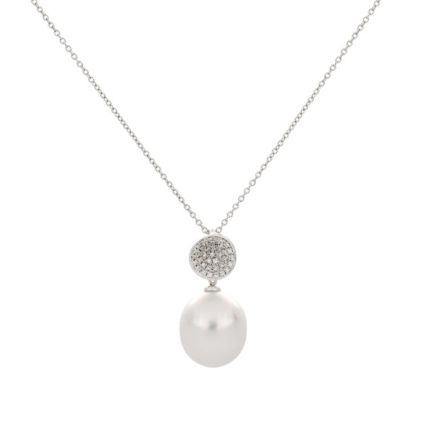 Gargantilla de oro con perla y diamantes