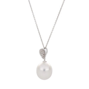 Gargantilla de oro con perla y diamantes - Imagen 2