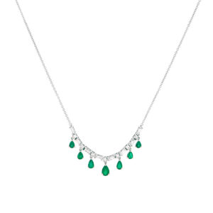 Gargantilla de oro blanco con esmeraldas y diamantes