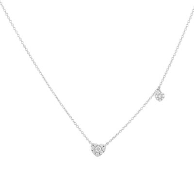 Dijes corazón de oro blanco con diamantes