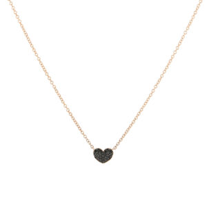 Gargantilla con dije de corazón en oro rosa con diamantes