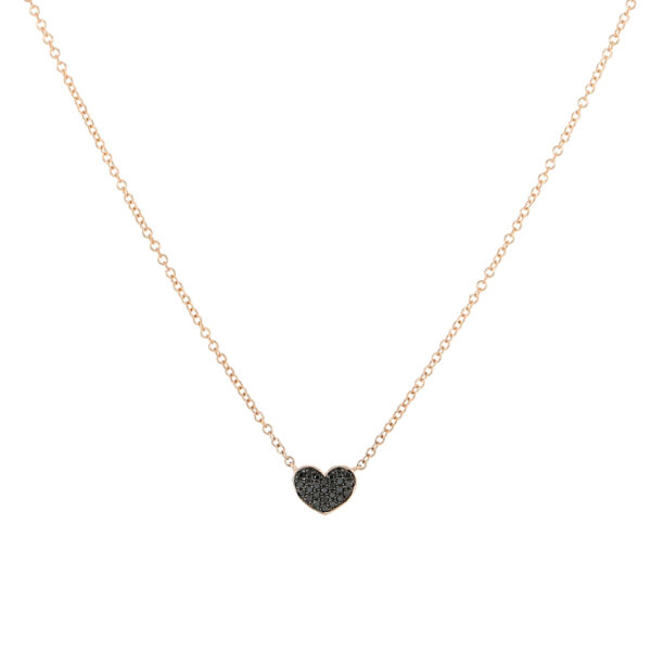 Gargantilla con dije de corazón en oro rosa con diamantes