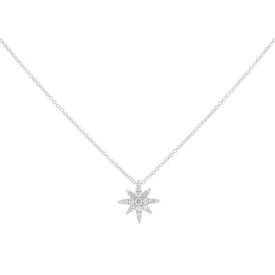 Dije de estrella de oro blanco con diamantes