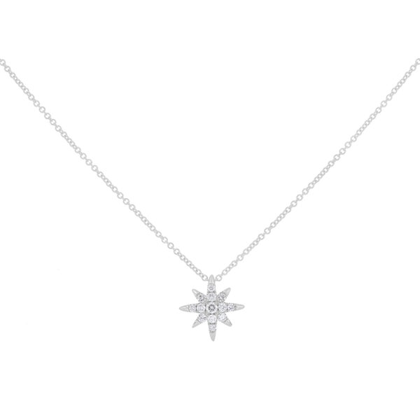 Dije de estrella de oro blanco con diamantes