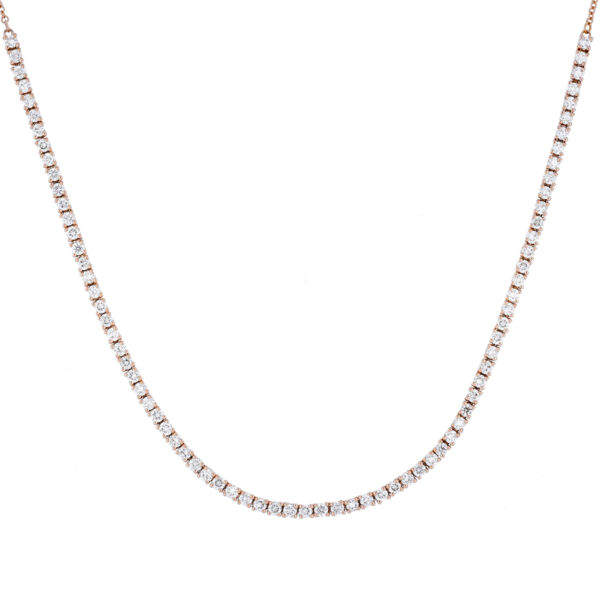 Gargantilla tennis de oro rosa con diamantes