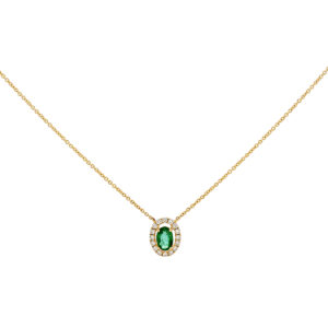 Gargantilla de oro con diamantes y esmeralda