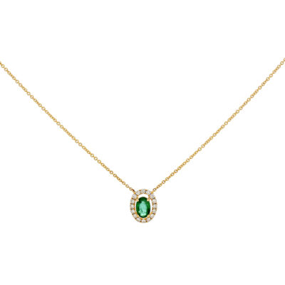 Gargantilla de oro con diamantes y esmeralda