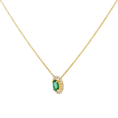 Gargantilla de oro con diamantes y esmeralda - Imagen 2