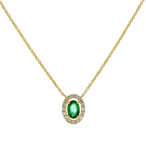 Gargantilla de oro con diamantes y esmeralda - Imagen 3