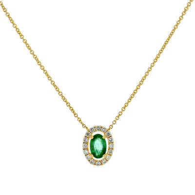 Gargantilla de oro con diamantes y esmeralda - Imagen 3