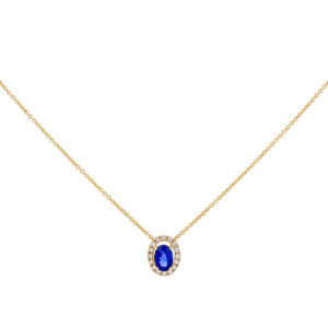 Gargantilla de oro con diamantes y zafiro