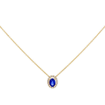 Gargantilla de oro con diamantes y zafiro