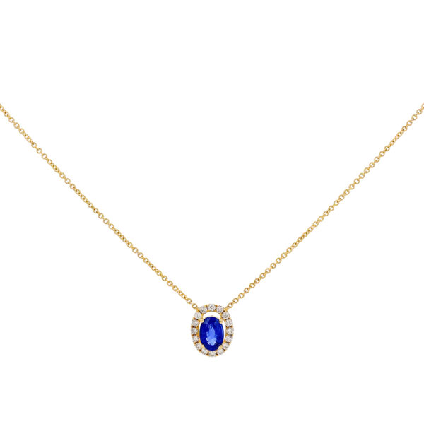 Gargantilla de oro con diamantes y zafiro