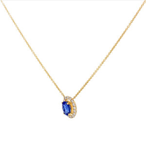 Gargantilla de oro con diamantes y zafiro - Imagen 2