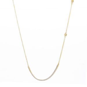 Gargantilla con barra de oro amarillo con diamantes - Imagen 2