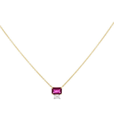 Dije de oro amarillo con rubí y diamante