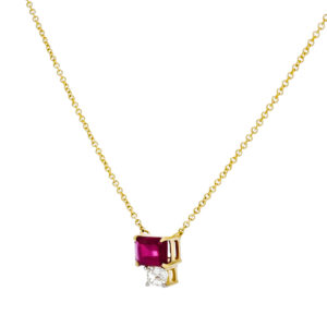 Dije de oro amarillo con rubí y diamante - Imagen 2