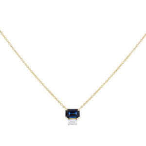 Dije de oro amarillo con zafiro y diamante