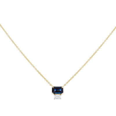 Dije de oro amarillo con zafiro y diamante
