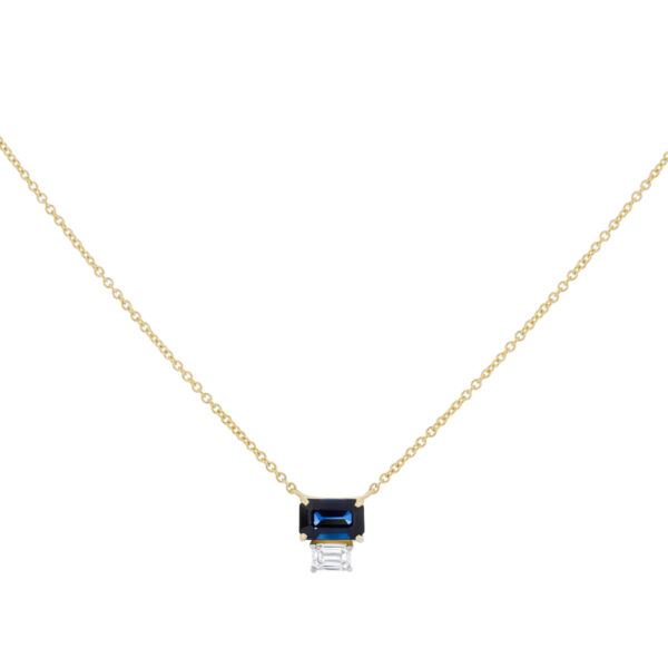 Dije de oro amarillo con zafiro y diamante