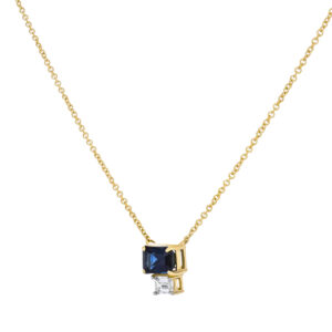 Dije de oro amarillo con zafiro y diamante - Imagen 2