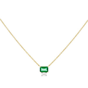 Dije de oro amarillo con esmeralda y diamante