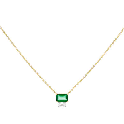 Dije de oro amarillo con esmeralda y diamante