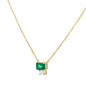 Dije de oro amarillo con esmeralda y diamante - Imagen 2