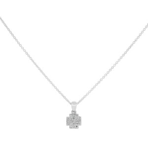 Dije cruz plana de oro blanco con diamantes
