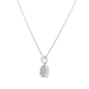 Dije cruz plana de oro blanco con diamantes - Imagen 2